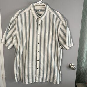 Kuhl Mens XXL Short Sleeve Button Up Striped Shirt **READ**